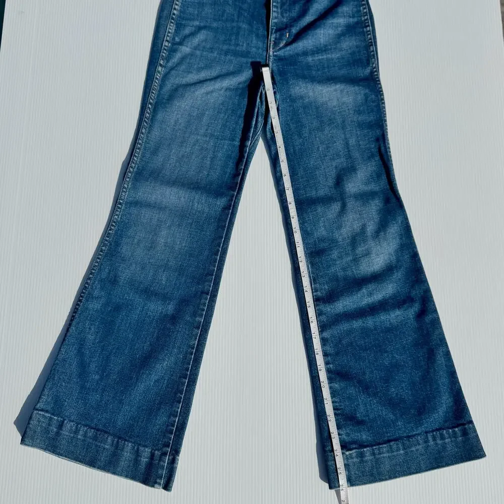 The Great. Sea Wide Leg High Rise Crop Jeans Women’s 26 Retro Boho Coastal Euro - Picture 4 of 15